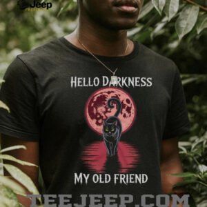 Hello Darkness My Old Friend Black Cat Full Moon Graphic Tee
