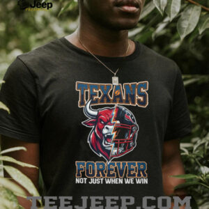Houston Texans Forever Not Just When We Win Bull Mascot Split Helmet T Shirt