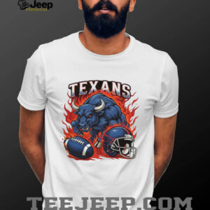 Houston Texans Raging Bull Football Fire Mascot T Shirt