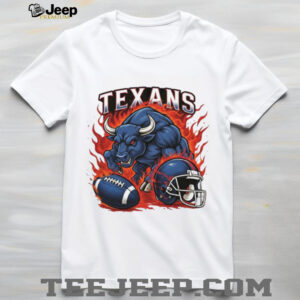 Houston Texans Raging Bull Football Fire Mascot T Shirt