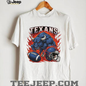 Houston Texans Raging Bull Football Fire Mascot T Shirt