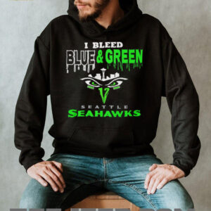 I Bleed Blue and Green Seattle Seahawks Skyline Drip Graphic Tee I Bleed Blue and Green Seattle Seahawks Skyline Drip Graphic Tee
