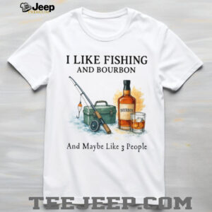 I Like Fishing and Bourbon Funny Sarcastic Watercolor Fisherman T Shirt