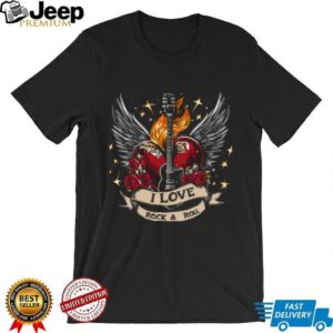 “I Love Rock & Roll” Winged Heart and Electric Guitar Shirt “I Love Rock & Roll” Winged Heart and Electric Guitar Shirt