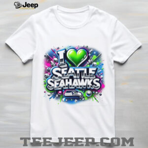 I Love Seattle Seahawks Airbrush Graffiti Style NFL Fan T Shirt