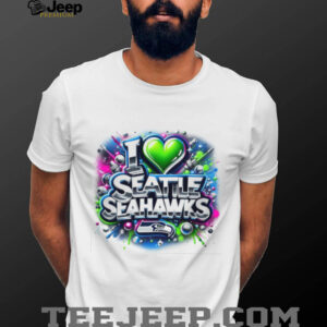 I Love Seattle Seahawks Airbrush Graffiti Style NFL Fan T Shirt