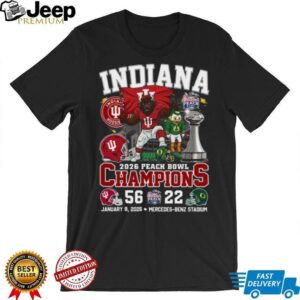 Indiana Hoosiers 2026 Peach Bowl Champions vs Oregon Ducks 56 22 Score T Shirt