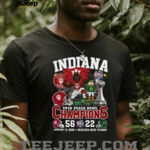 Indiana Hoosiers 2026 Peach Bowl Champions vs Oregon Ducks 56 22 Score T Shirt