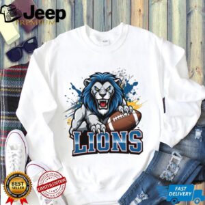 Lions Football Roaring Mascot Splatter Design T Shirt Lions Football Roaring Mascot Splatter Design T Shirt