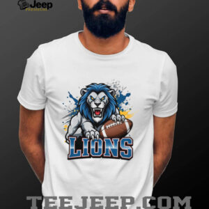 Lions Football Roaring Mascot Splatter Design T Shirt