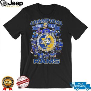 Los Angeles Rams 2025 NFC Champions Super Bowl Signature Players Shirt Los Angeles Rams 2025 NFC Champions Super Bowl Signature Players Shirt