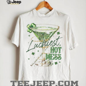 Luckiest Hot Mess Glitter Martini Cocktail St. Patrick's Day Shirt