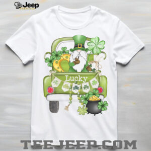 Lucky Garden Gnome in Green Pickup Truck St. Patrick’s Day Graphic Tee Lucky Garden Gnome in Green Pickup Truck St. Patrick’s Day Graphic Tee