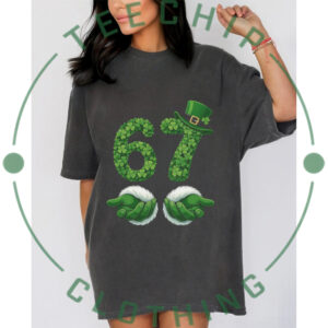 Lucky Number 67 Leprechaun Hat Shamrock Green Grinch Hands T Shirt Lucky Number 67 Leprechaun Hat Shamrock Green Grinch Hands T Shirt