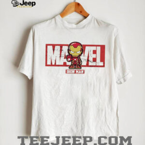 Marvel Iron Man Chibi Character Logo Graphic White T Shirt