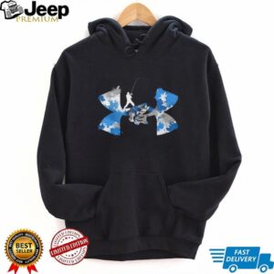 Men's Bass Fishing Graphic T Shirt Blue Splatter Hook & Reel Performance Tee