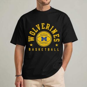 Michigan Wolverines Basketball Navy & Gold Logo Vintage T Shirt Michigan Wolverines Basketball Navy & Gold Logo Vintage T Shirt