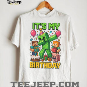 Minecraft It's My Birthday Creeper and Steve Party Graphic Tee