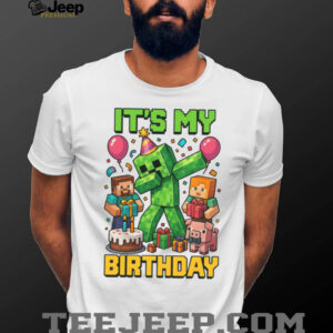 Minecraft It's My Birthday Creeper and Steve Party Graphic Tee