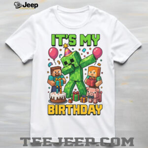 Minecraft It's My Birthday Creeper and Steve Party Graphic Tee
