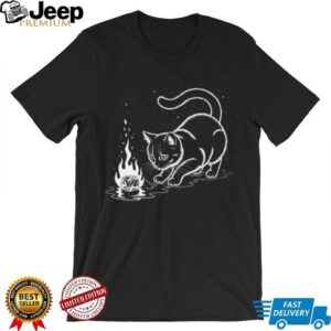 Minimalist Black Cat Watching Flaming Ice Cube T Shirt Minimalist Black Cat Watching Flaming Ice Cube T Shirt