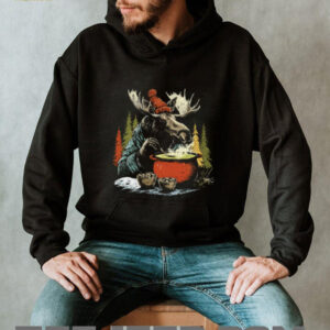 Moose Cooking Soup in Winter Forest Cabin Life T Shirt Moose Cooking Soup in Winter Forest Cabin Life T Shirt