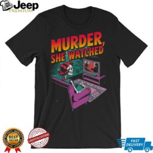 Murder She Watched Retro Skeleton Watching TV True Crime Shirt Murder She Watched Retro Skeleton Watching TV True Crime Shirt