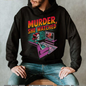 Murder She Watched Retro Skeleton Watching TV True Crime Shirt