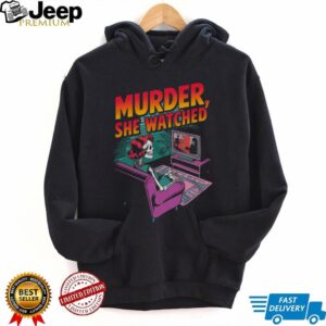 Murder She Watched Retro Skeleton Watching TV True Crime Shirt