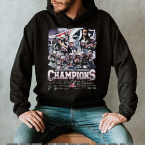 New England Patriots 2025 AFC Champions T Shirt Team Roster & Signatures Tee New England Patriots 2025 AFC Champions T Shirt Team Roster & Signatures Tee