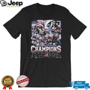 New England Patriots 2025 AFC Champions T Shirt Team Roster & Signatures Tee