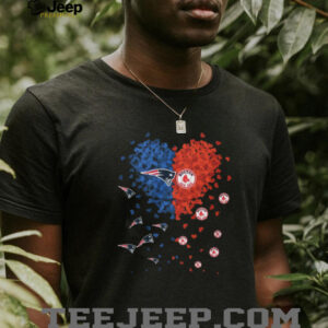New England Patriots and Boston Red Sox Dual Fan Heart Graphic T Shirt New England Patriots and Boston Red Sox Dual Fan Heart Graphic T Shirt