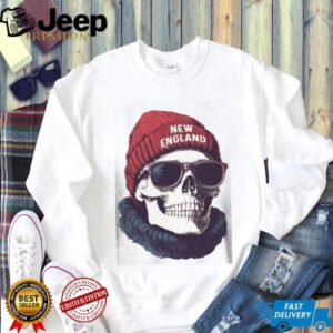 New England Skull Beanie and Sunglasses Winter Graphic T Shirt