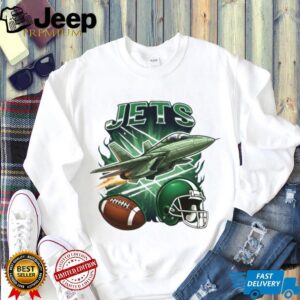 New York Jets T Shirt Fighter Jet & Football Vintage Graphic New York Jets T Shirt Fighter Jet & Football Vintage Graphic