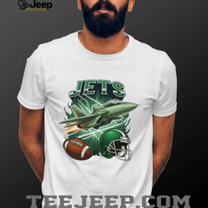 New York Jets T Shirt Fighter Jet & Football Vintage Graphic