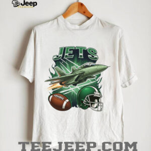 New York Jets T Shirt Fighter Jet & Football Vintage Graphic
