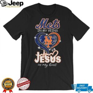 New York Mets In My Veins Jesus In My Heart Baseball Fan T Shirt