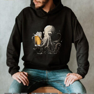 Octopus Holding Beer Mug Funny Nautical Illustration T Shirt Octopus Holding Beer Mug Funny Nautical Illustration T Shirt