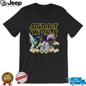 Parody Star Wars Characters with Money Stacks Graphic T Shirt