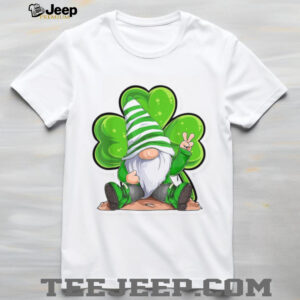 Peaceful Garden Gnome with Shamrock and Peace Sign Design T Shirt Peaceful Garden Gnome with Shamrock and Peace Sign Design T Shirt