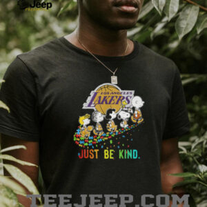 Peanuts Just Be Kind Lakers Autism Awareness Puzzle Piece T Shirt Peanuts Just Be Kind Lakers Autism Awareness Puzzle Piece T Shirt