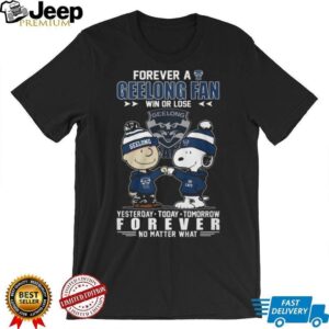 Peanuts Snoopy and Charlie Brown Forever A Geelong Cats Fan T Shirt Peanuts Snoopy and Charlie Brown Forever A Geelong Cats Fan T Shirt