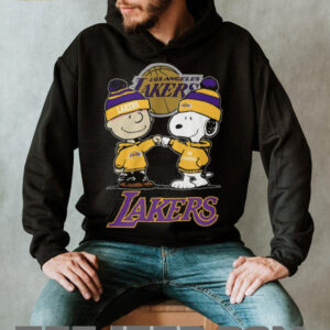 Peanuts Snoopy and Charlie Brown Lakers Fist Bump Sports T Shirt