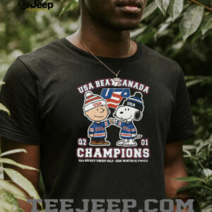 Peanuts Snoopy and Charlie Brown USA Hockey Champions 2026 Winter Olympics T Shirt