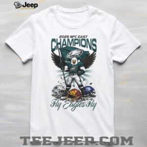 Philadelphia Eagles 2025 NFC East Champions T Shirt Fly Eagles Fly Mascot Graphic Tee