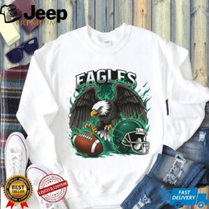 Philadelphia Eagles Graphic Shirt Angry Eagle & Helmet Green Flame Philadelphia Eagles Graphic Shirt Angry Eagle & Helmet Green Flame