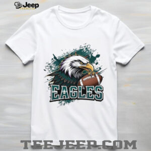 Philly Eagles Football T Shirt Eagle Talon Holding Football Splatter Art