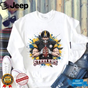 Pittsburgh Steelers Football Tee Quarterback Action Paint Splat Design Pittsburgh Steelers Football Tee Quarterback Action Paint Splat Design