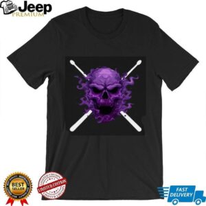 Purple Smoke Skull with Crossed Drumsticks Drummer T Shirt Purple Smoke Skull with Crossed Drumsticks Drummer T Shirt
