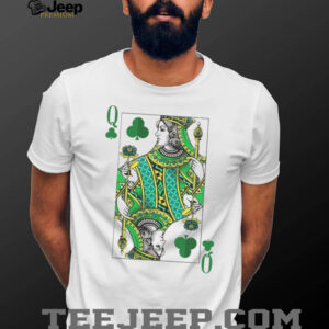 Queen of Clubs Green Playing Card St. Patrick's Day Fashion T Shirt